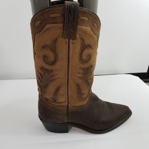 Sage Distressed Cowhide Cutout Cowboy Boots